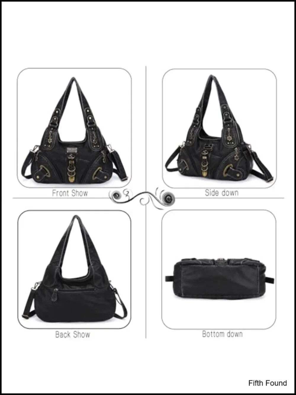Washed PU Leather Hobo Satchel Convertible Shoulder Bag Large